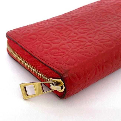 Loewe Round Long Wallet Red Gold Repeat Anagram 107N55.F13 Leather Gp Loewe Embossed