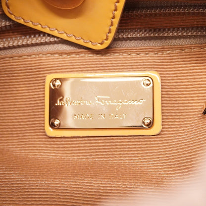 Salvatore Ferragamo Vara Nylon Enamel Handbag In Pink And Beige For Women