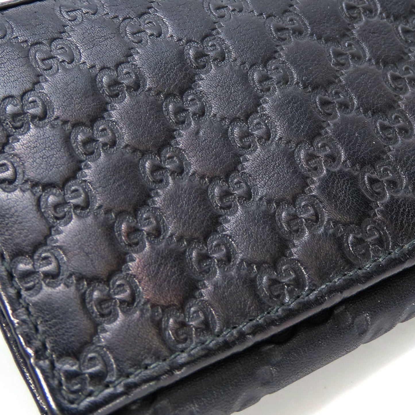 Gucci Business Card Holder/Card Case 323401 Shimmer Leather Black Holder Accessories