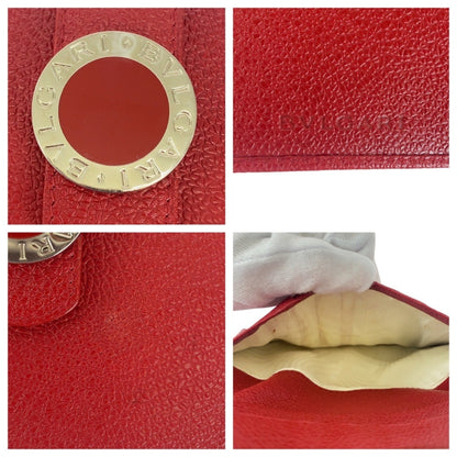 Bvlgari Colore Red Leather Long Wallet With Silver Hardware