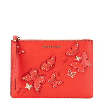 Michael Kors Butterfly Motif Clutch Bag/Second Bag Red Leather