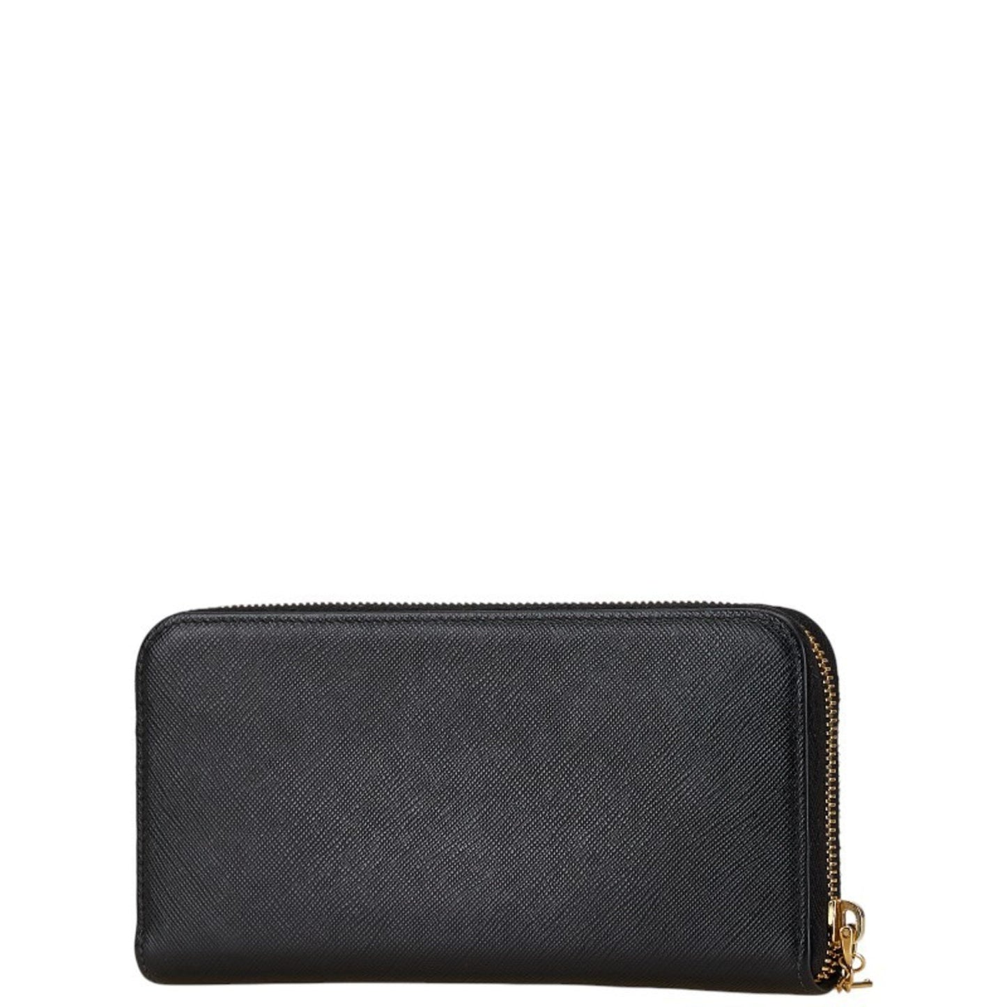 Prada Round Long Wallet 1Ml506 Black Leather