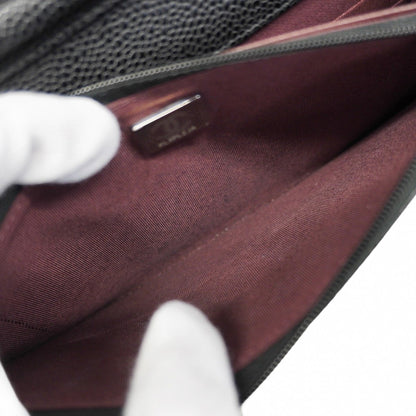 Chanel Matelasse Shoulder Wallet With Chain Bag In Caviar Skin