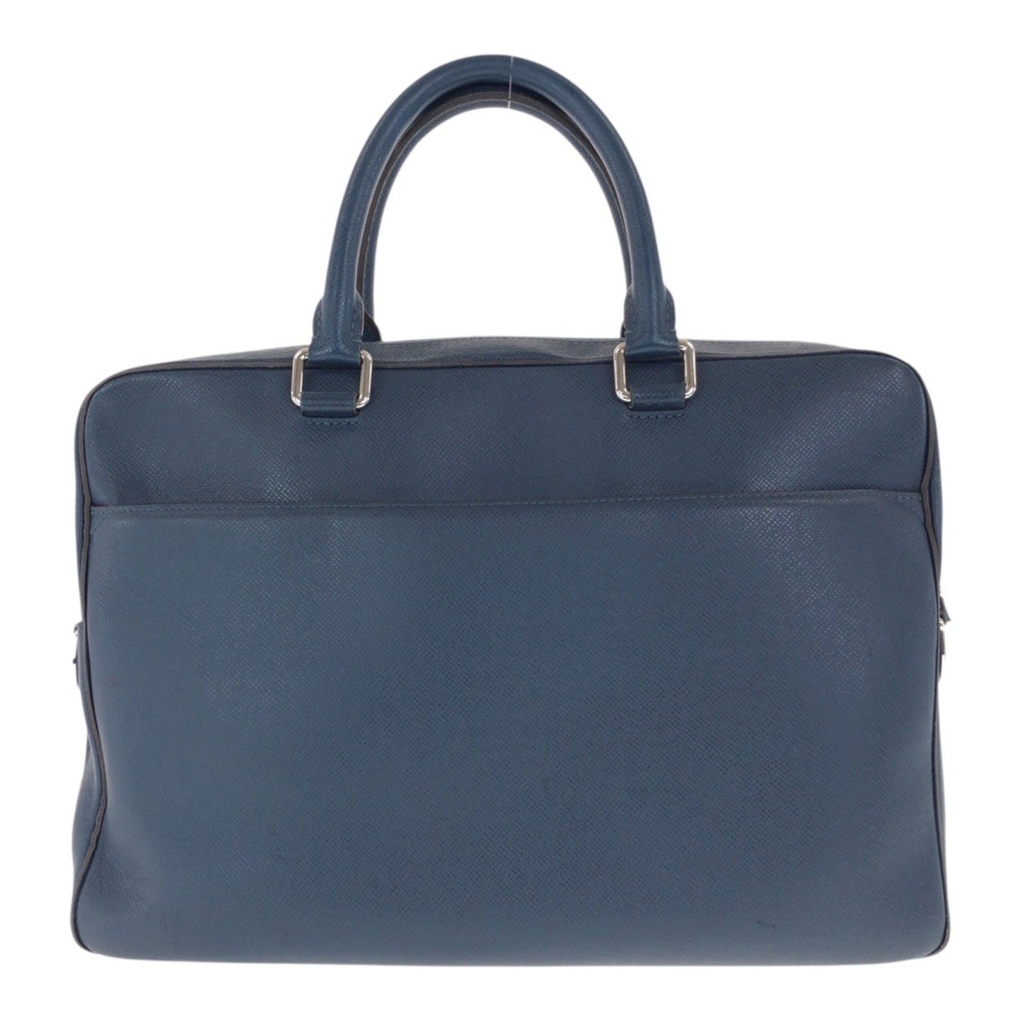 Louis Vuitton Taiga Porte-Document Voyage Mm Blue Leather Briefcase With Silver Hardware