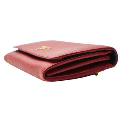 Prada Vitello Dino Long Wallet 1Mh132 Red Calfskin Leather