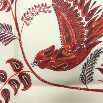 Christian Dior Scarf/Muffler Silk White Red Paisley Bird Large