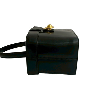 Celine Star Ball Logo Hardware Calfskin Leather Handbag Vanity Bag Black 44304