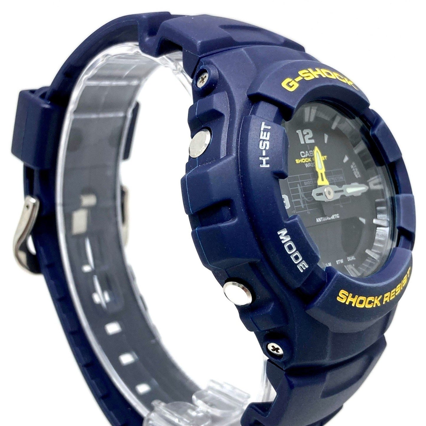 G-Shock Casio G-100-2Bm Navy Blue Watch With Shock Absorbing Curve