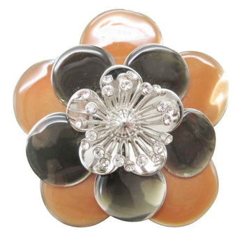 Miu Miu Miumiu 2Aff Cristal Flower Crystal Flower Brooch Corsage Accessory Brass Coral Silver