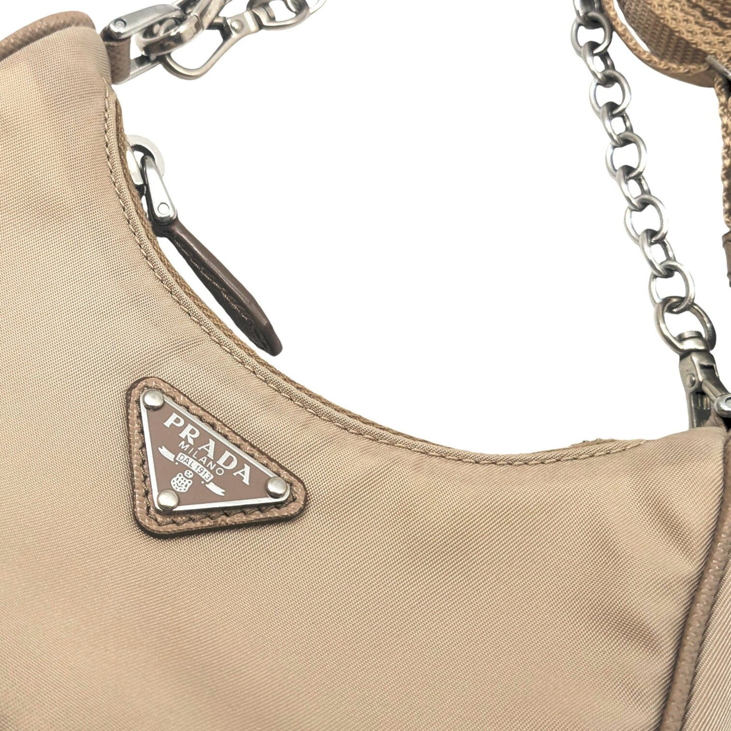Prada Prada Mini Nylon Shoulder Bag In Beige
