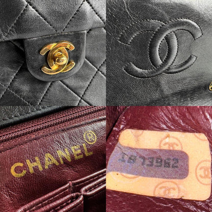 Chanel Shoulder Bag Matelasse Leather Metal Black Gold