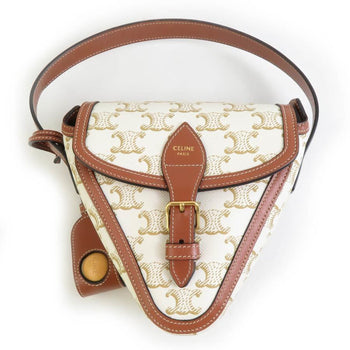 Celine Pouch Bag Petanque Ball & Case Metal Silver Off-White Brown
