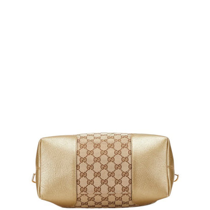 Gucci Gg Canvas Brie Handbag/Shoulder Bag 2Way 353120 Beige Gold Leather
