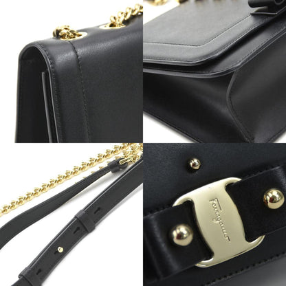 Salvatore Ferragamo Shoulder Bag Vara Ribbon Leather Black