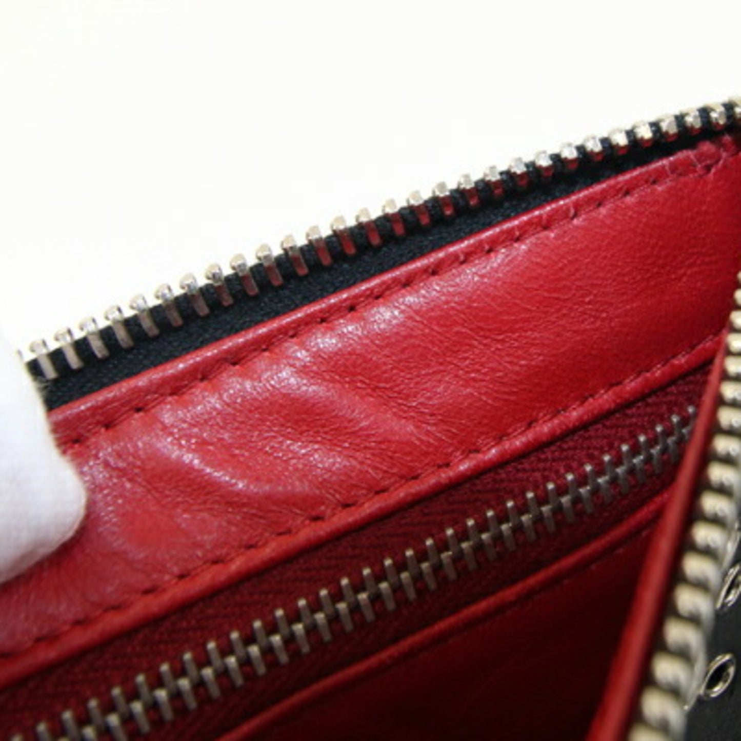 Prada Clutch Bag 1N1825 Black And Red Leather With Strap