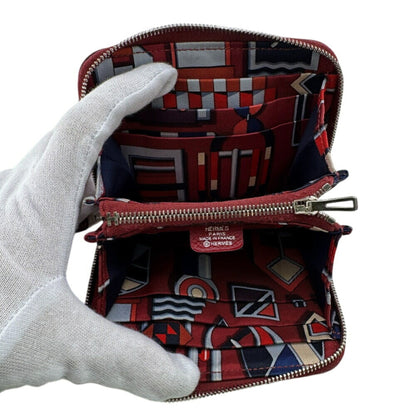 Hermes Azap Silkin Compact Coin Case Wallet Red