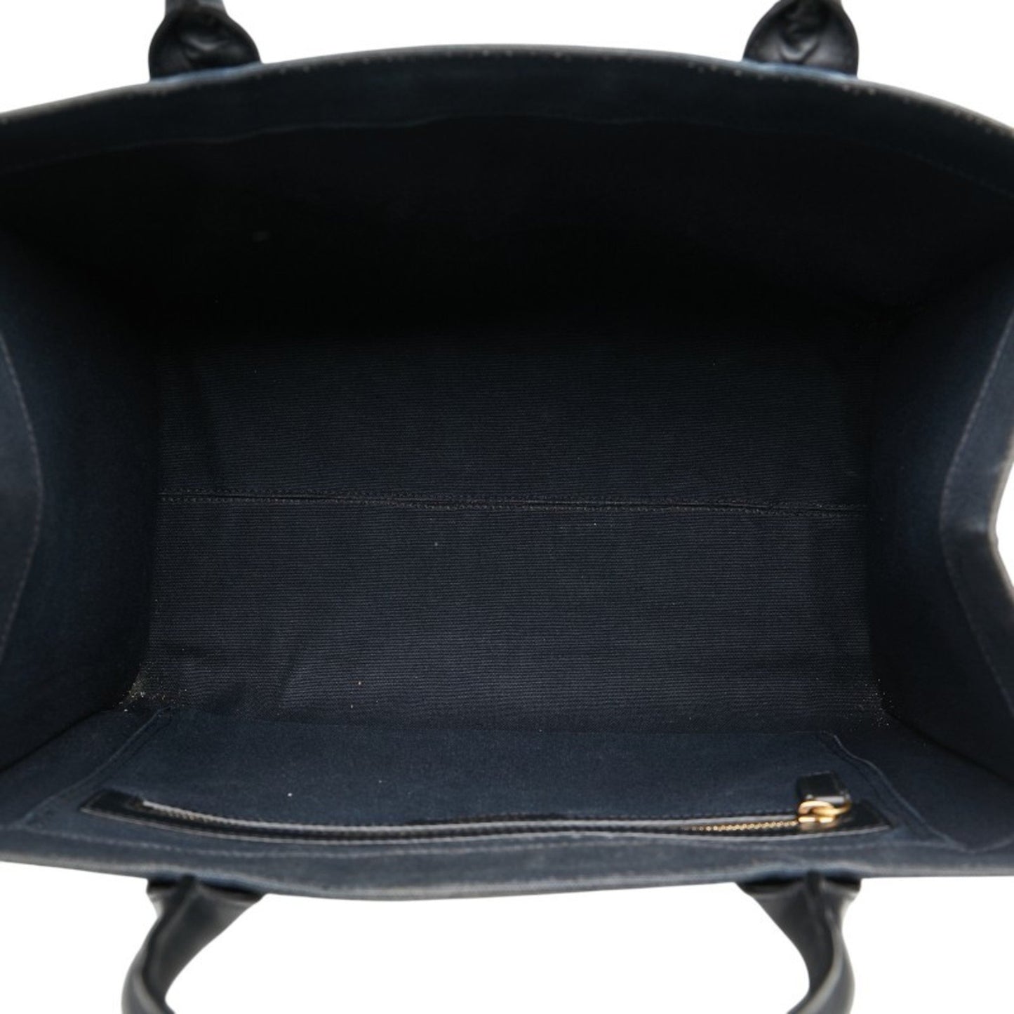 Versace Handbag Tote Bag Navy Canvas Leather