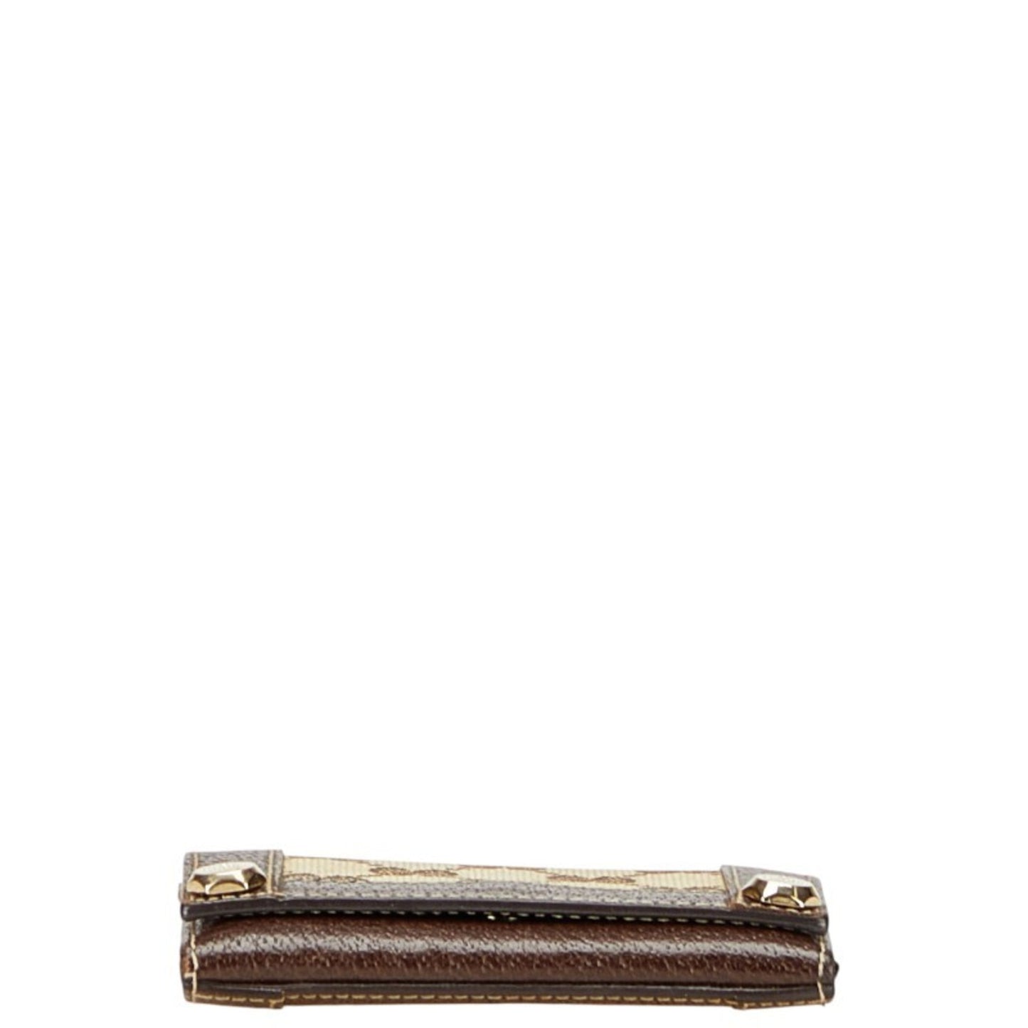 Gucci Gg Canvas Business Card Case 154165 Beige Brown Leather