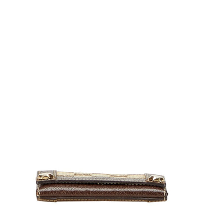 Gucci Gg Canvas Business Card Case 154165 Beige Brown Leather