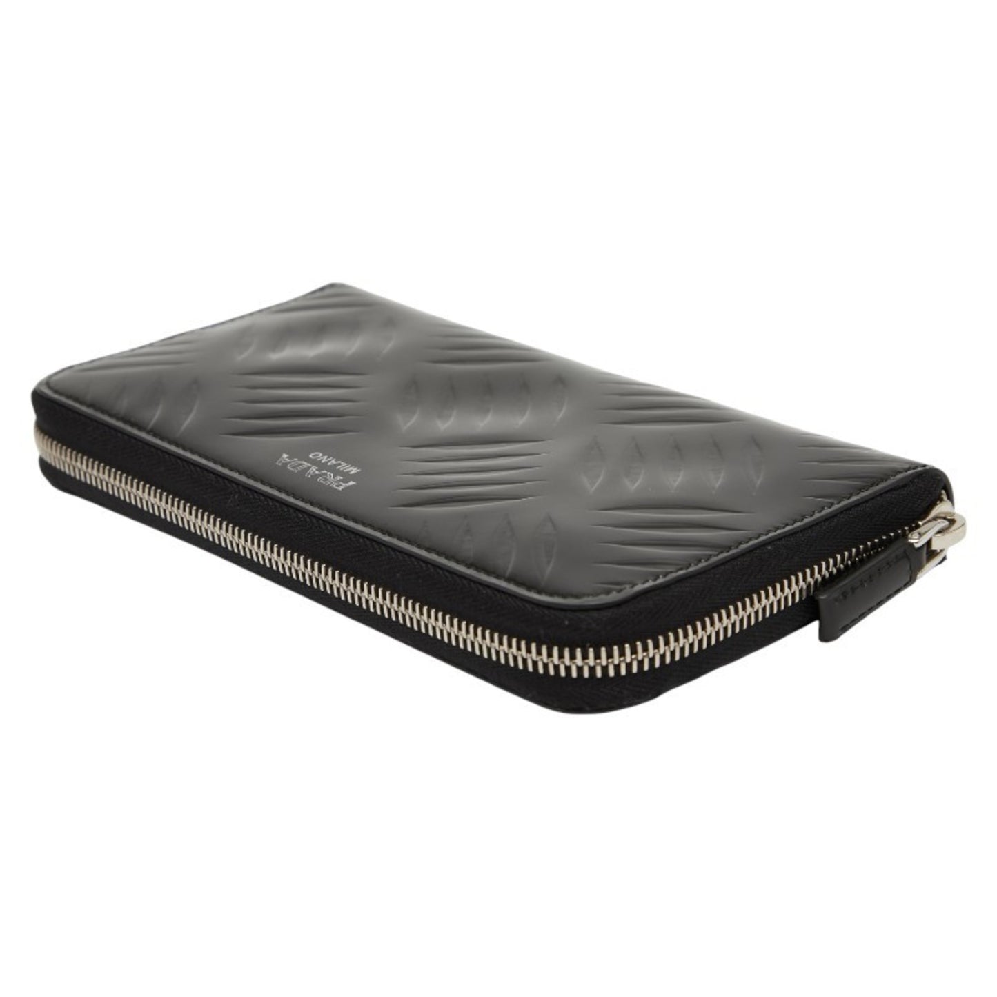 Prada Logo Long Wallet With Round Zipper