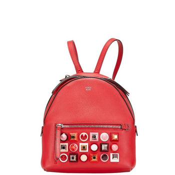 Fendi Studded Chain Backpack 8Bz038 Red Leather