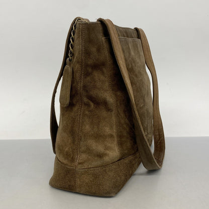 Chanel Shoulder Bag Suede Brown