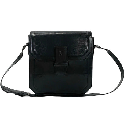 Yves Saint Laurent Logo Embossed Leather Mini Shoulder Bag Pochette Black 28657