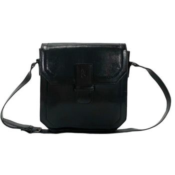 Yves Saint Laurent Logo Embossed Leather Mini Shoulder Bag Pochette Black 28657