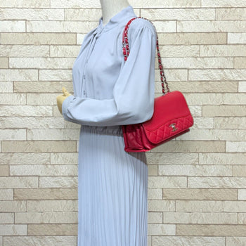 Chanel Matelasse Shoulder Bag Leather Red