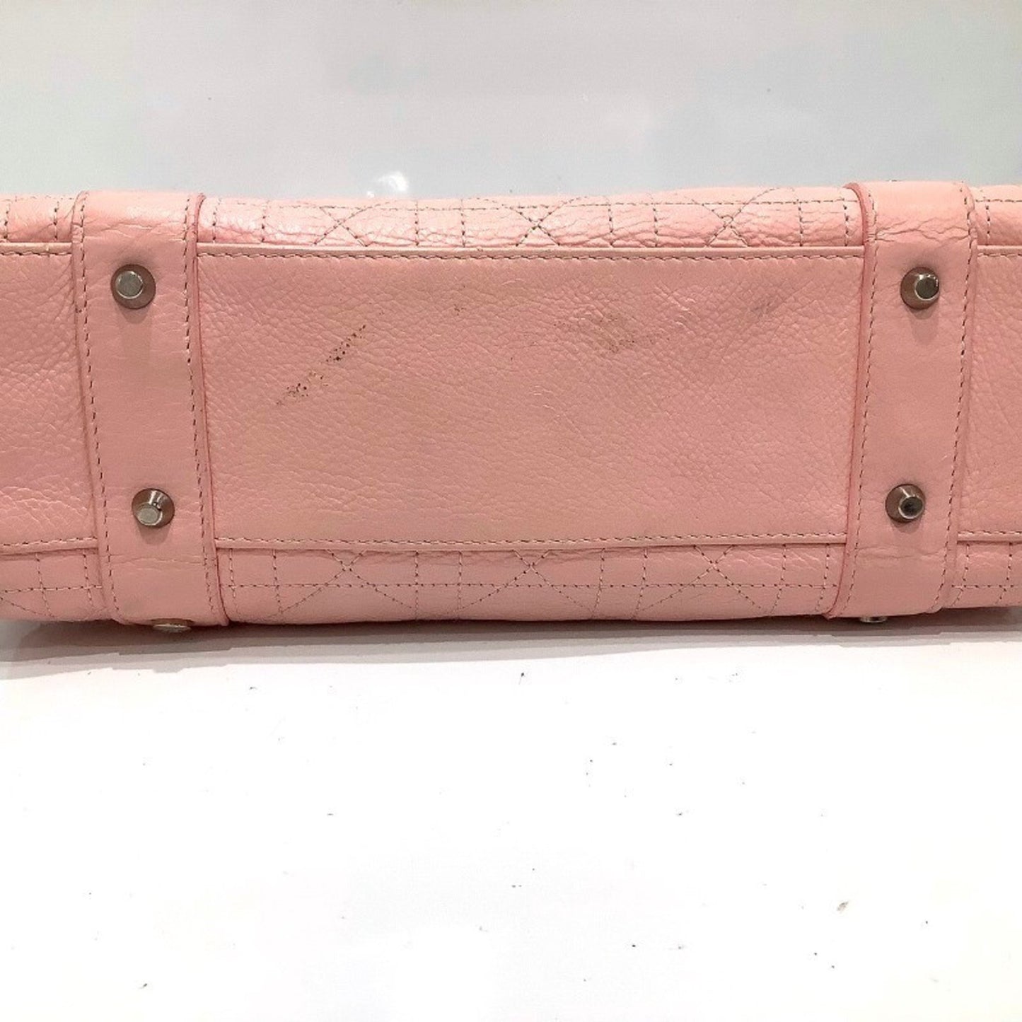 Christian Dior Lady Cannage Handbag In Pink Leather