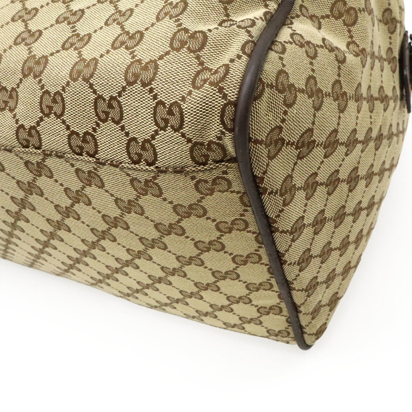 Gucci Gg Canvas Sherry Line Boston Bag Shoulder Leather Khaki Beige Red Green 153240