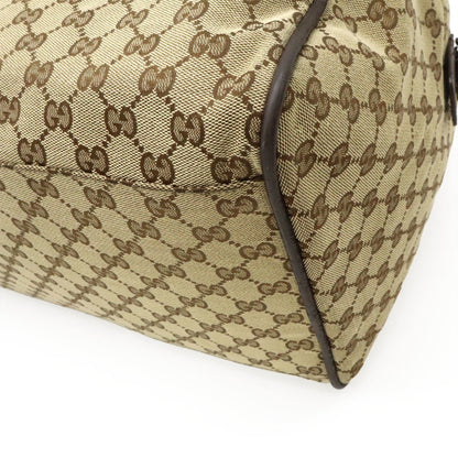 Gucci Gg Canvas Sherry Line Boston Bag Shoulder Leather Khaki Beige Red Green 153240