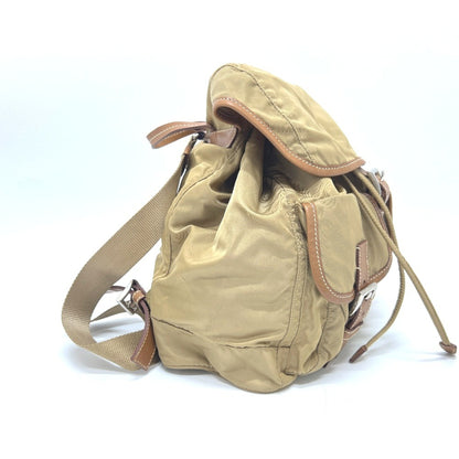 Prada Prada Logo Plate Double Pocket Backpack Nylon