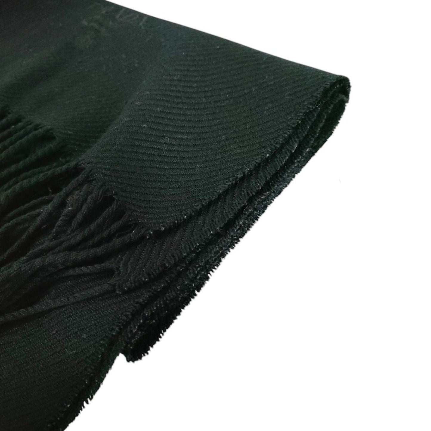 Prada Prada Wool Logo Embroidered Fringe Scarf/Stole In Black