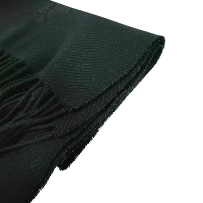 Prada Prada Wool Logo Embroidered Fringe Scarf/Stole In Black