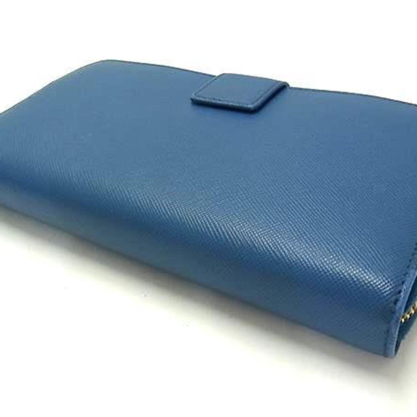 Prada Prada Wallet 1M1348 Blue Saffiano Leather Round Bifold Long