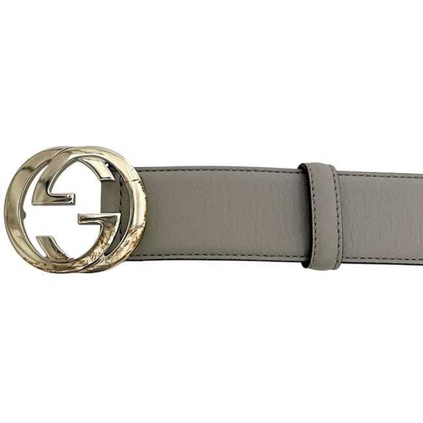 Gucci Belt Ec-24406 Gray Interlocking 546386 Ap00G 85 34 480199 Waist 90Cm Leather Gucci Gg Buckle