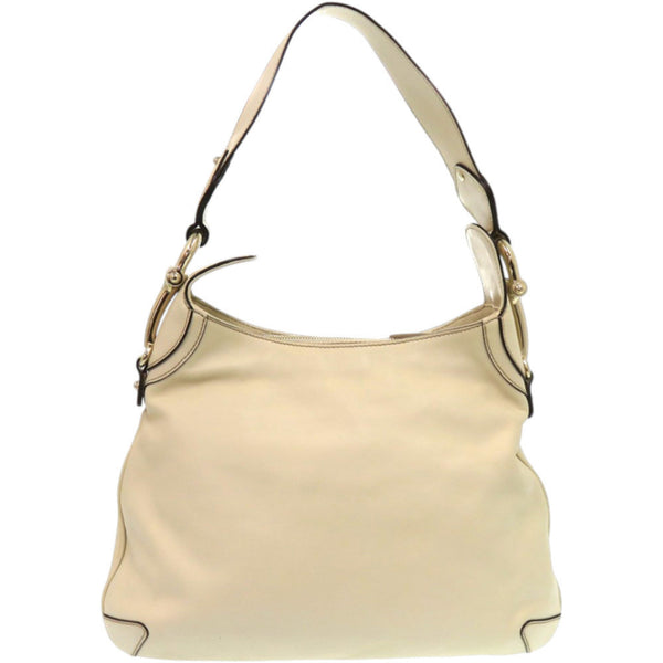 Gucci Creole Hobo Horsebit 145826 Leather Ivory White Shoulder Bag 0244 Gucci