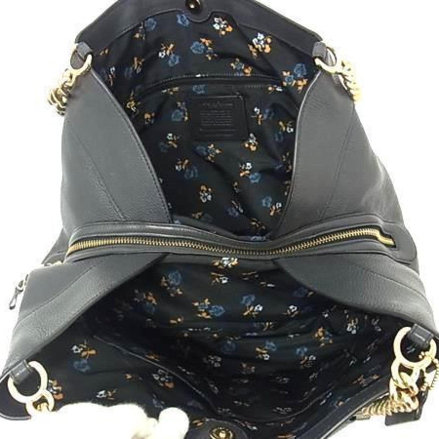 Coach Tote Bag F25884 Blue Navy Denim X Leather