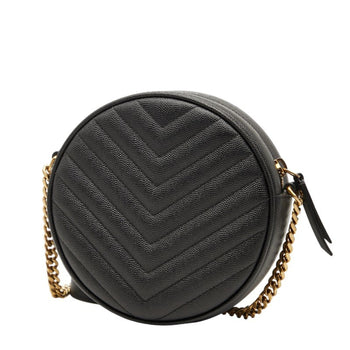 Saint Laurent Ysl Logo Vinyl Chain Shoulder Bag In Black Leather
