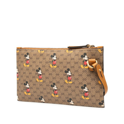 Gucci X Disney Collaboration Gg Supreme Accessory Pouch 547947 Beige Leather