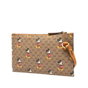Gucci X Disney Collaboration Gg Supreme Accessory Pouch 547947 Beige Leather