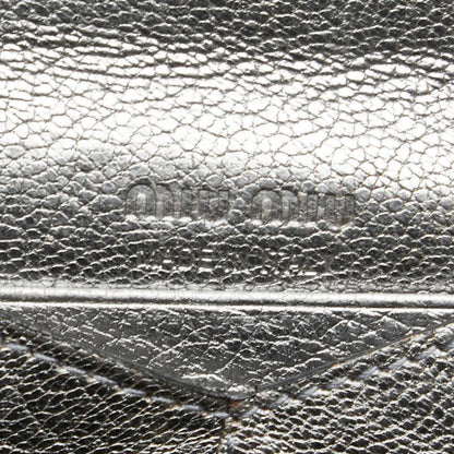 Miu Miu Miu Madras Love Peace Metallic Mini Wallet Pouch 5Mf01P Silver Black Leather