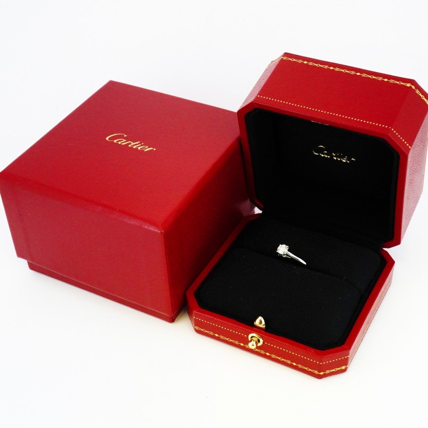 Cartier Solitaire Ring 1Pd Pt950 Platinum Diamond 0.34Ct #46