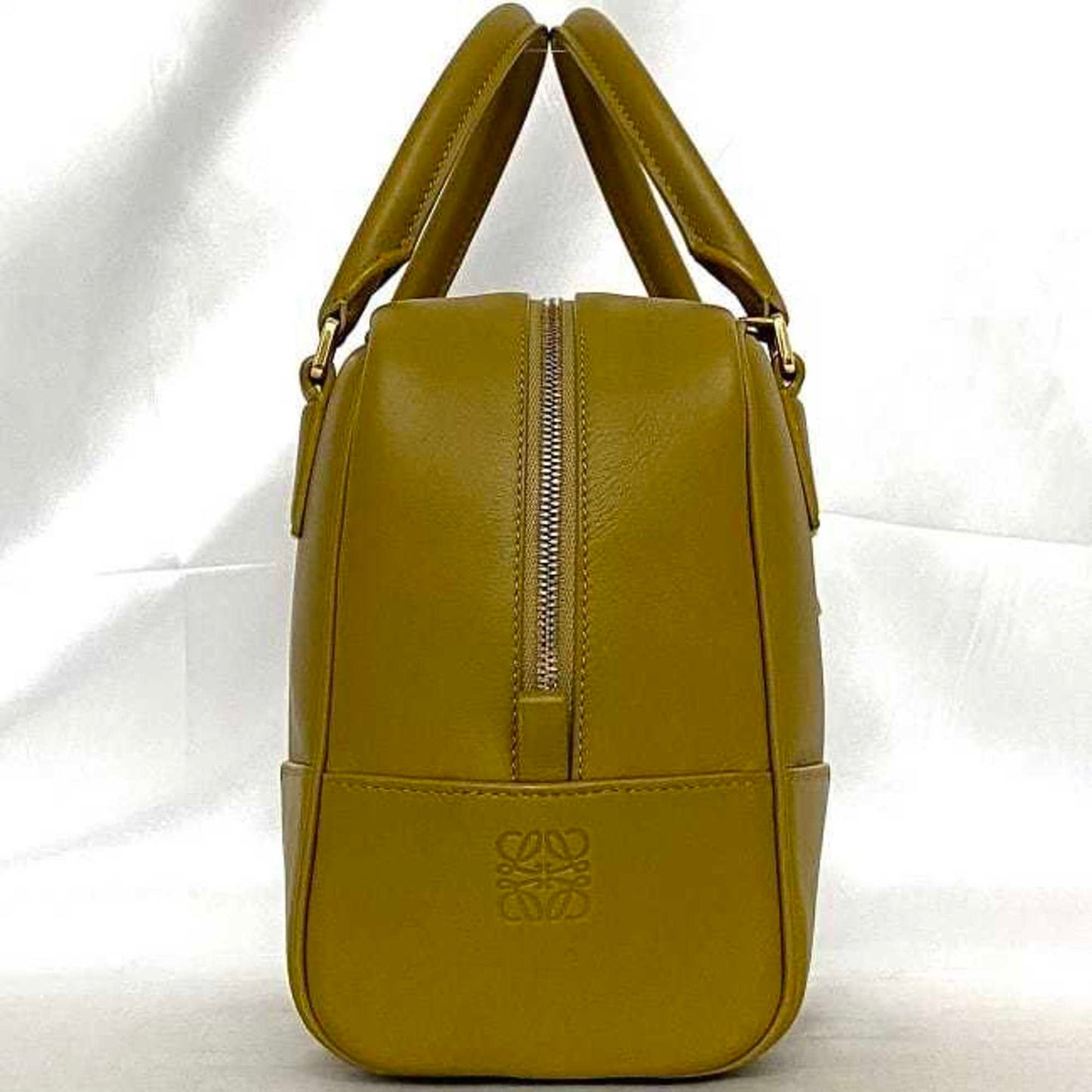 Loewe 2Way Bag Amazona Key 19 F-21325 Yellow Beige A039N10X03 Boston Handbag Leather Anagram