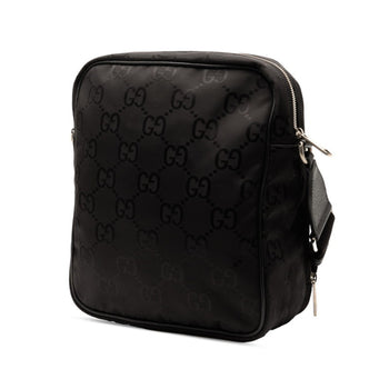 Gucci Gg Nylon Off-The-Grit Shoulder/Crossbody Bag 625858 Black Leather
