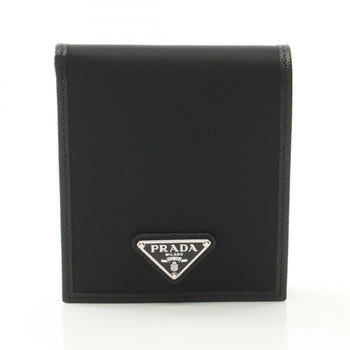 Prada Tessuto+Saffian Bi-Fold Wallet Nylon Saffiano Leather