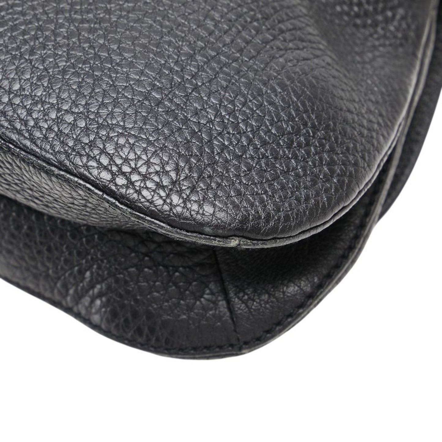 Prada Triangle Logo Plate One-Shoulder Bag Black Leather