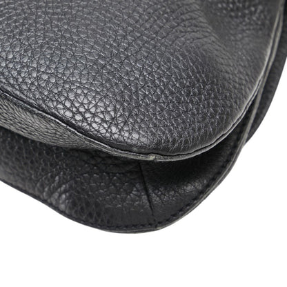 Prada Triangle Logo Plate One-Shoulder Bag Black Leather