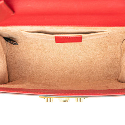 Gucci Padlock Stud Chain Shoulder Bag 432182 Red Leather